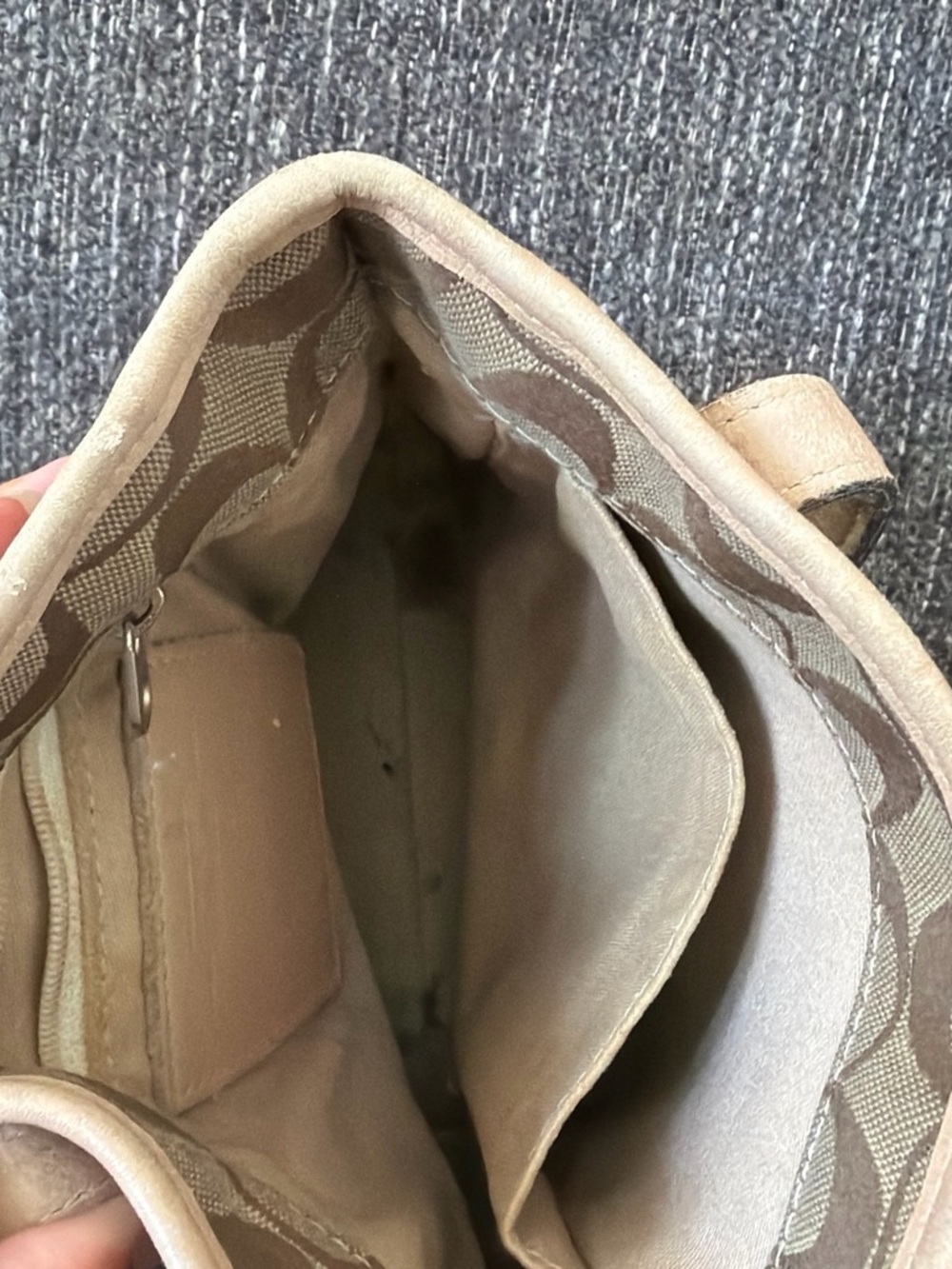 Coach Beige and Brown Signature Shoulder Bag